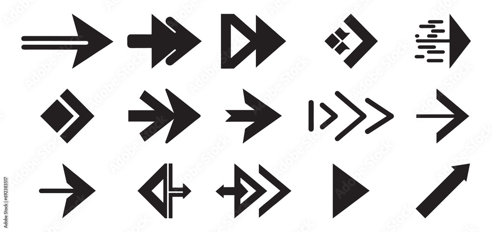 Arrows big black set icons. Arrow vector collection. Modern simple arrows isolated on white background. Arrows big black set icons. Arrow vector collection. Modern simple arrows isolated on white background.