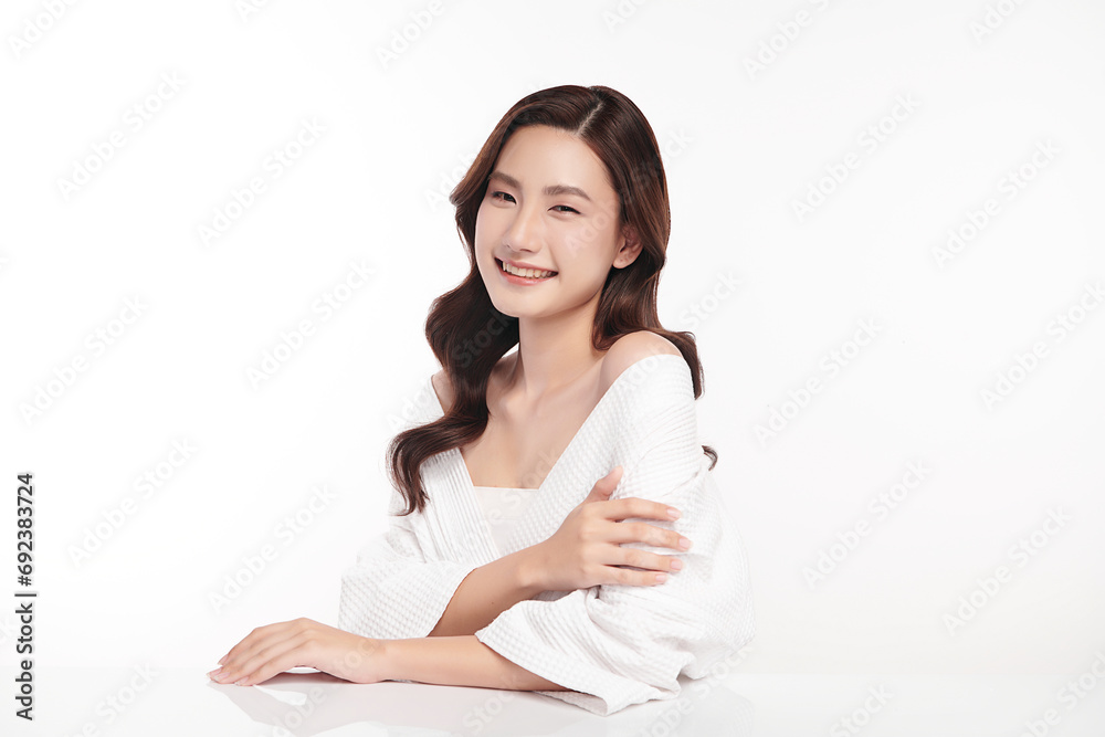Beautiful young asian woman with clean fresh skin on white background, Face care, Facial treatment, Cosmetology, beauty and spa, Asian women portrait. Beautiful young asian woman with clean fresh skin on white background, Face care, Facial treatment, Cosmetology, beauty and spa, Asian women portrait.