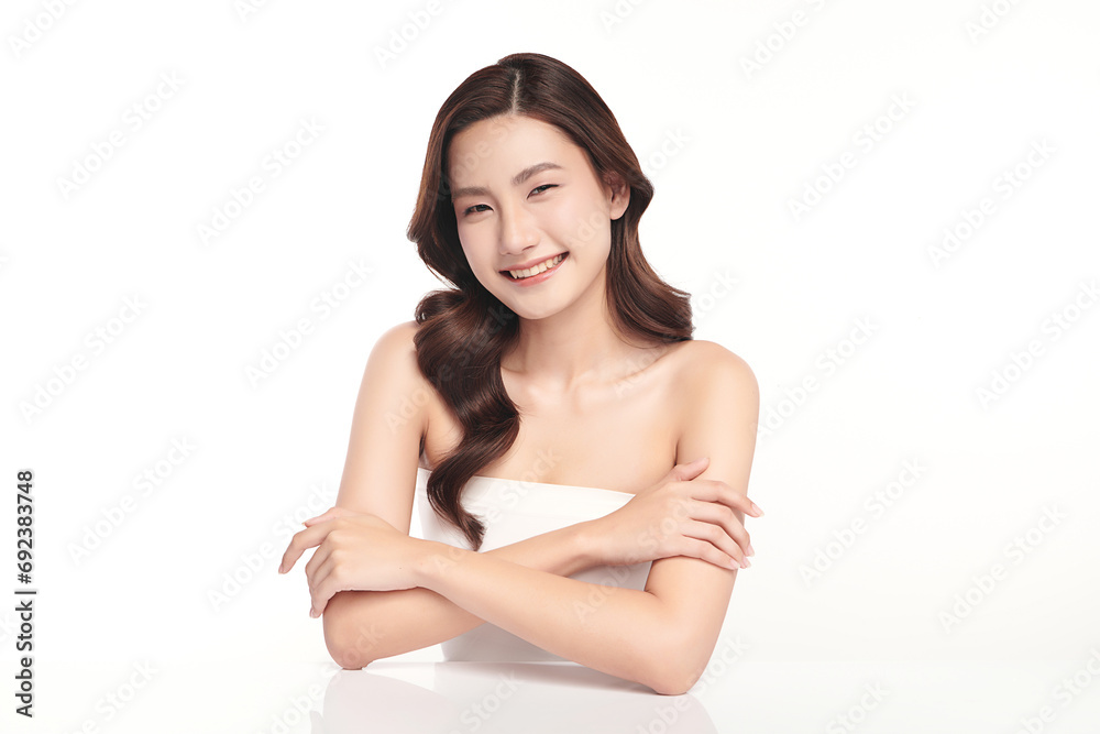 Beautiful young asian woman with clean fresh skin on white background, Face care, Facial treatment, Cosmetology, beauty and spa, Asian women portrait. Beautiful young asian woman with clean fresh skin on white background, Face care, Facial treatment, Cosmetology, beauty and spa, Asian women portrait.