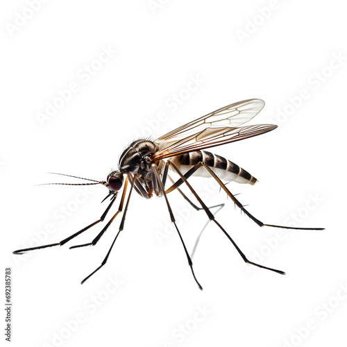 Aedes aegypti mosquito that transmits dengue fever on transparent background PNG photo
