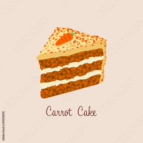 Slice of Carrot Cake vector illustration