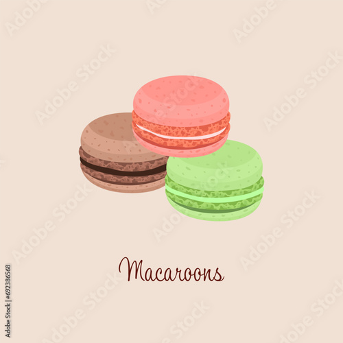 Macaroons French dessert vector illustration