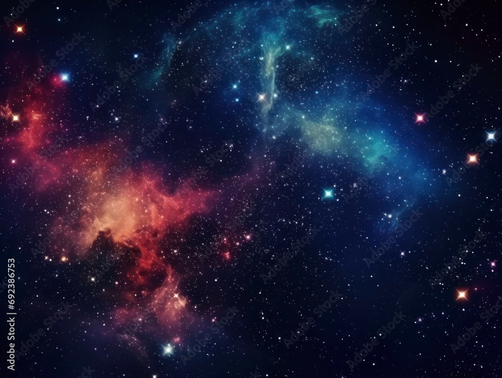 Fototapeta premium Beautiful stunning galaxy with blue, red color 