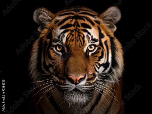 Bengal Tiger Profile Portrait: Panthera tigris tigris Isolated on Gray-Black Background © Moon Story