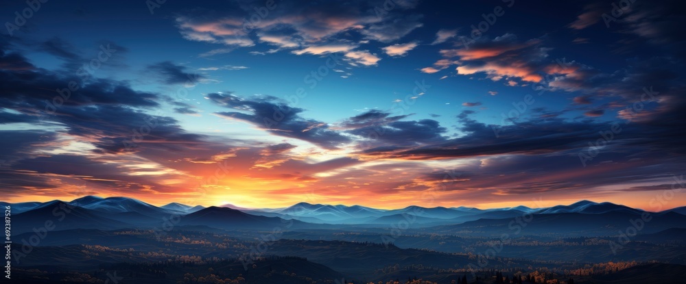 Dark Blue Sunset Sky Panorama Cirrus , Background Banner HD