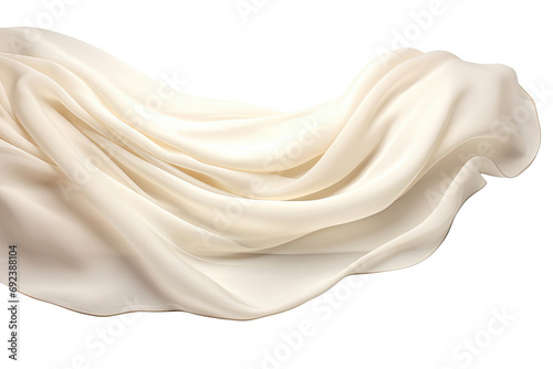 Foto Flying ivory silk fabric on a white background