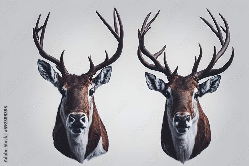 2 Christmas Deer on a white background 2 Christmas Deer on a white background