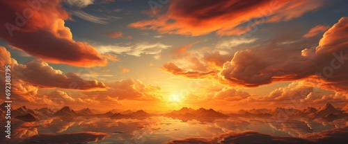 Fiery Orange Sunset Sky Beautiful , Background Banner HD