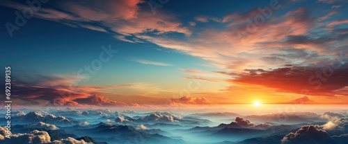 Huge Natural Sky Background Panoramic Sunrise , Background Banner HD © Alex Cuong