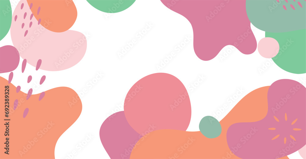 Abstract background various shapes and doodle objects pastel color