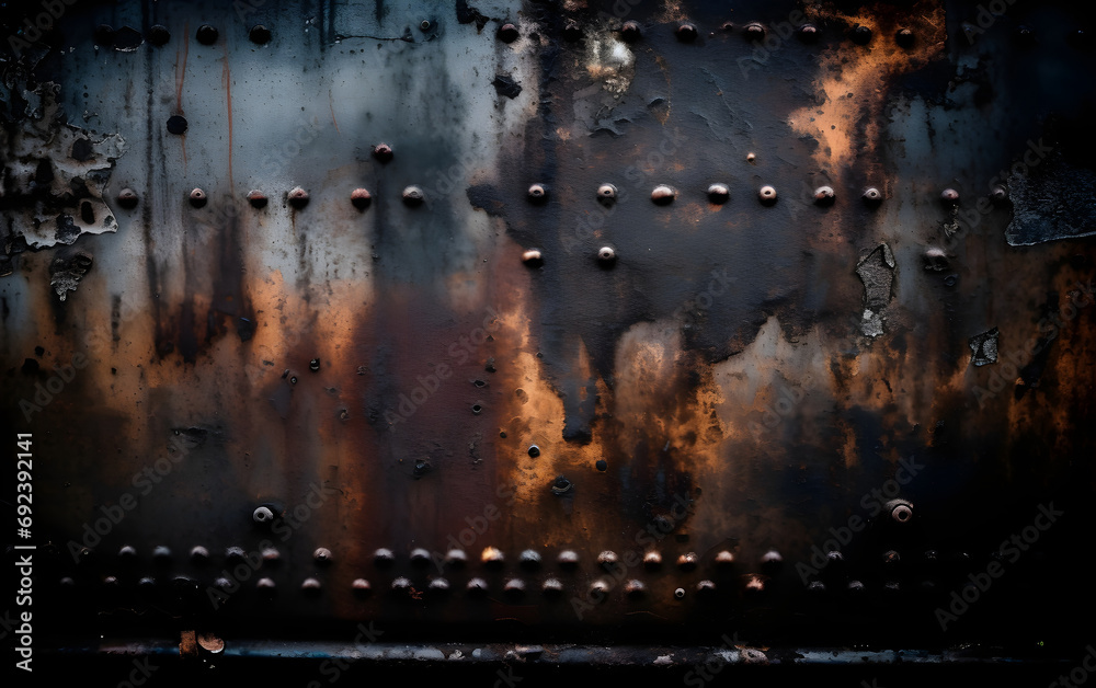 A grungy rusty texture of steel metal, Generative AI