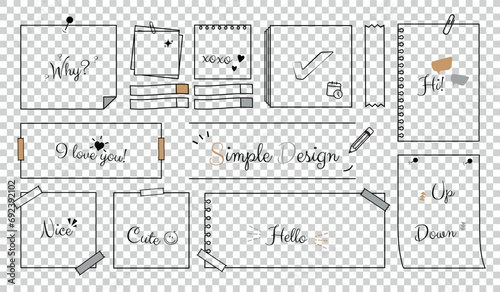 Note Pad Icons Set - Simple Flat Vector Illustrations Isolated On Transparent Background photo