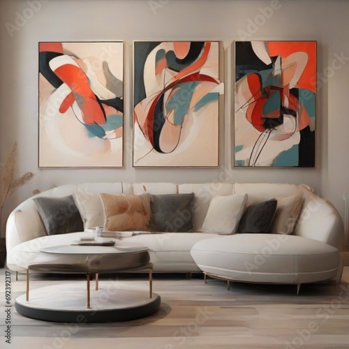 modern living room with abstract art work 
