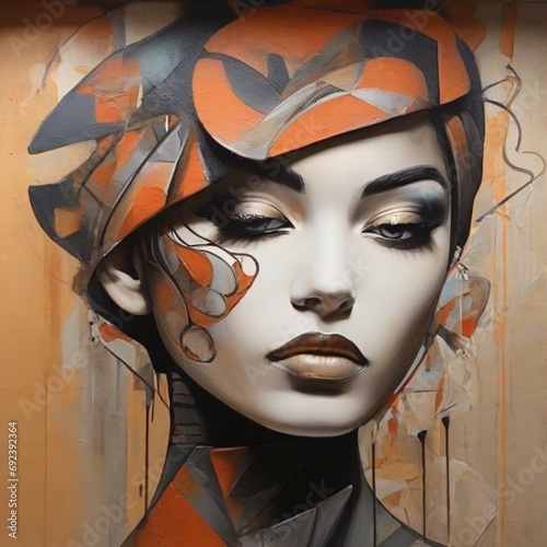 portrait of a woman. Abstract art work 