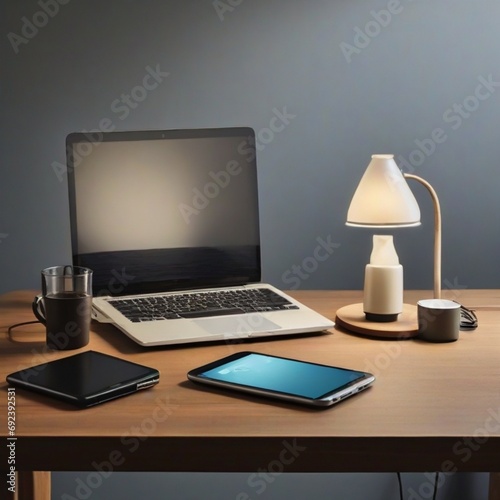 desk lamp and laptop
