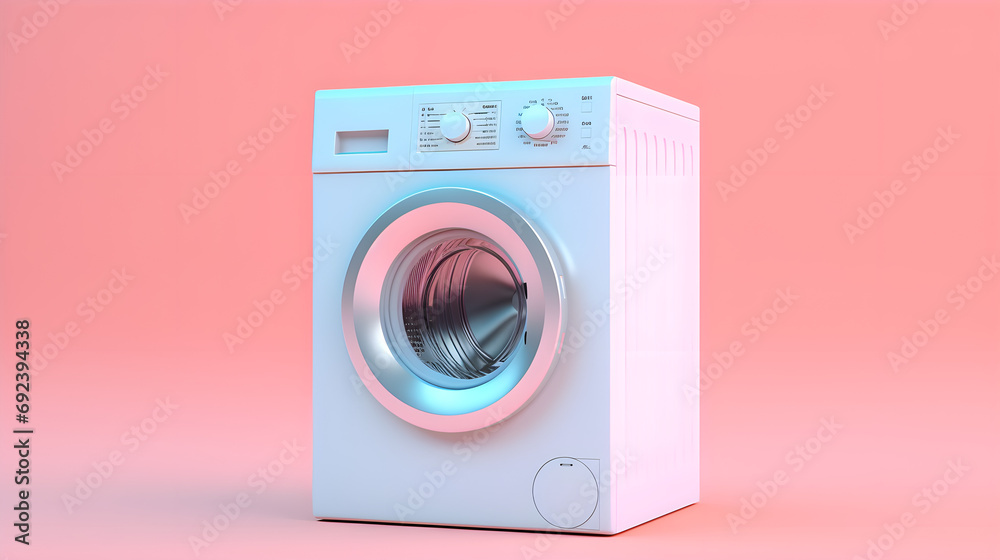 White washing machine on a peach background White washing machine on a peach background