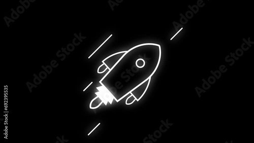 Rocket Animated line Icon. 4k Animated Icon to Improve Project and Ex plainer Video photo