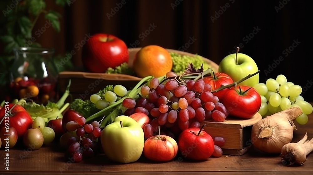 Thanksgiving still life. Vegetable autumn fruits, apples on a wooden table Thanksgiving still life. Vegetable autumn fruits, apples on a wooden table