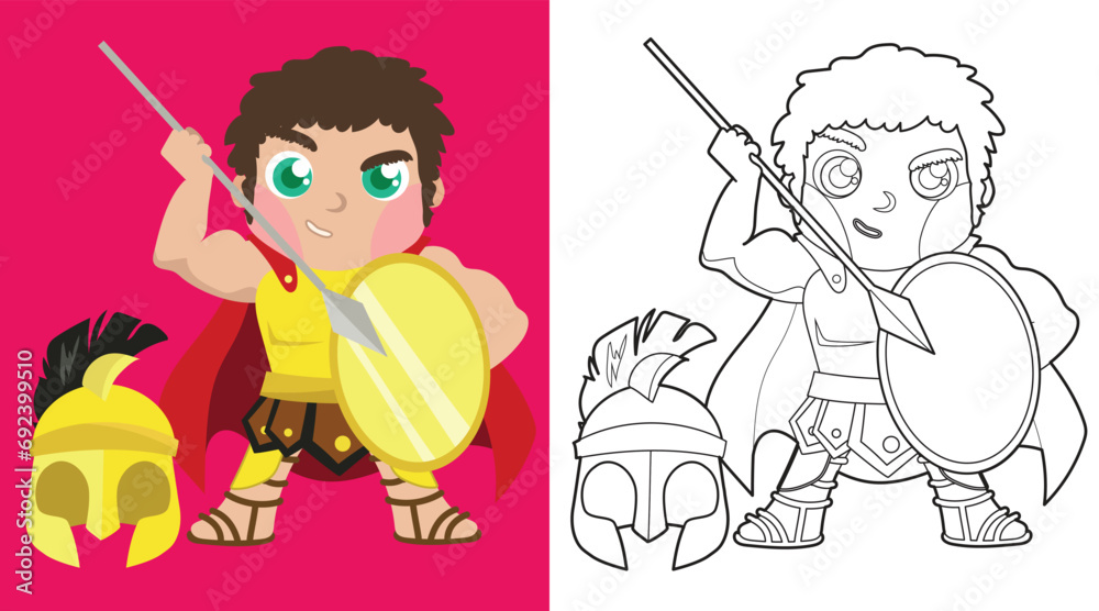 Colouring cute Greek gods cartoon character. Coloring Ares the god of war and courage. Simple coloring page for kids. Fun activity for kids. Educational printable coloring worksheet. Vector. Colouring cute Greek gods cartoon character. Coloring Ares the god of war and courage. Simple coloring page for kids. Fun activity for kids. Educational printable coloring worksheet. Vector.