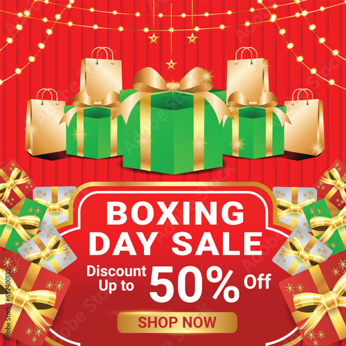 BOXING DAY SALE SOCIAL MEDIA POST BACKGROUND BANNER FLYER DISCOUNT DECEMBER END YEAR TEMPLATE 3