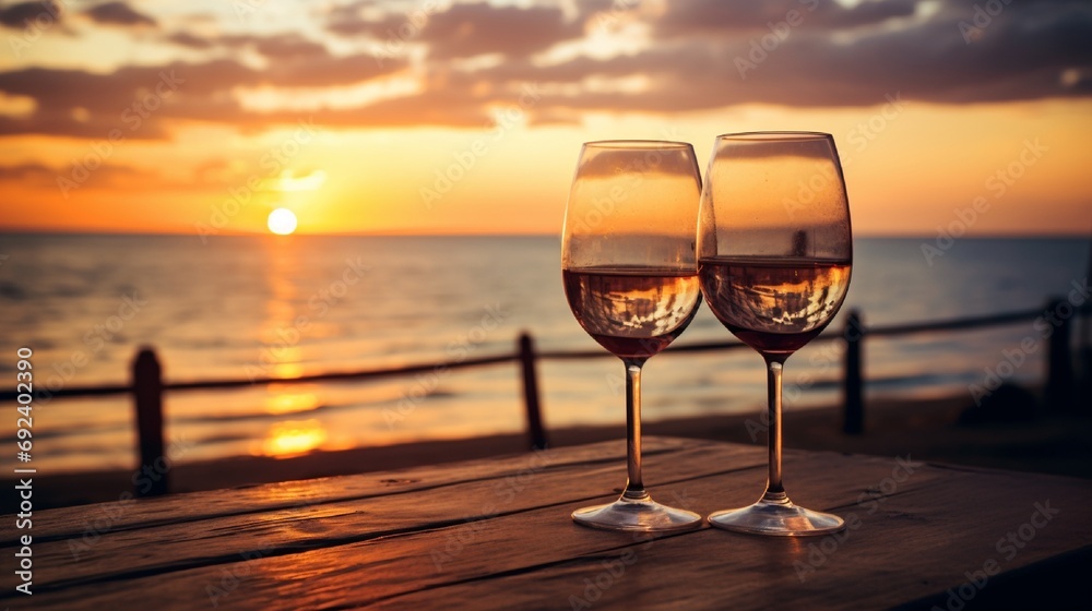 glass of wine on the beach generated by AI tool