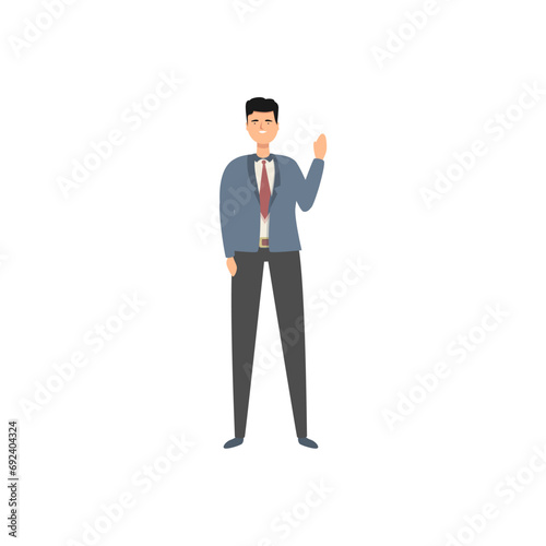 vector set of male office workers in gray suits businessman