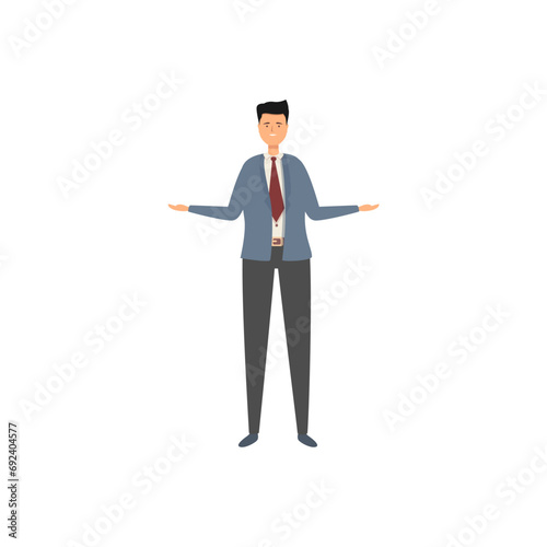 vector set of male office workers in gray suits businessman