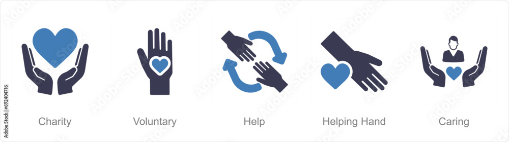 A set of 5 Charity and donation icons as charity, voluntary, help A set of 5 Charity and donation icons as charity, voluntary, help