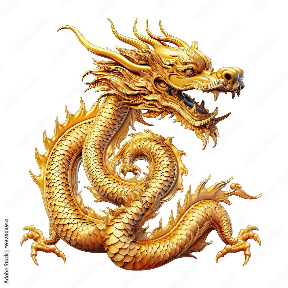 Chinese golden dragon on a white background Chinese golden dragon on a white background