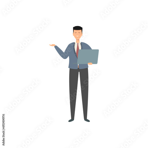 vector set of male office workers in gray suits businessman