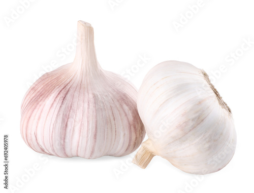 Heads of fresh garlic isolated on white
