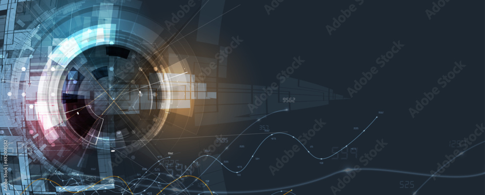 Obraz premium Technology Network Vector Background.. Science and technology presentation background. Big data connectivity software development wallpaper