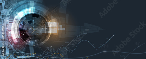 Technology Network Vector Background.. Science and technology presentation background. Big data connectivity software development wallpaper