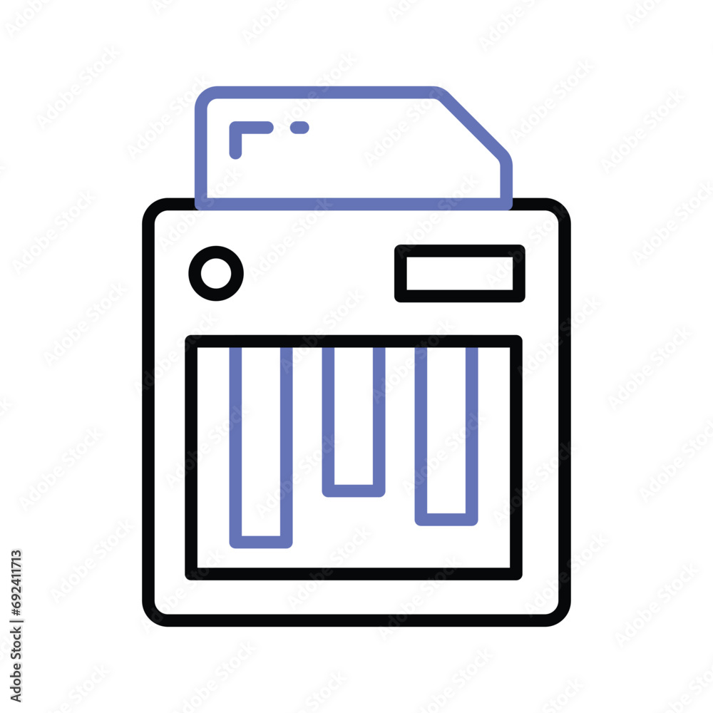 An icon of paper shredder in trendy design style, cutting machine An icon of paper shredder in trendy design style, cutting machine
