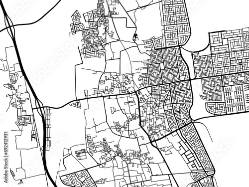 Vector road map of the city of Al Qatif in the Kingdom of Saudi Arabia with black roads on a white background. photo