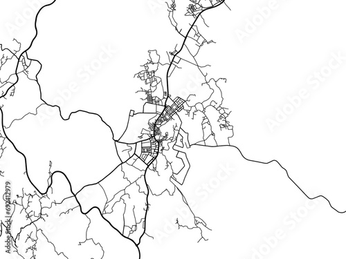 Vector road map of the city of Sabt Alalayah in the Kingdom of Saudi Arabia with black roads on a white background. photo