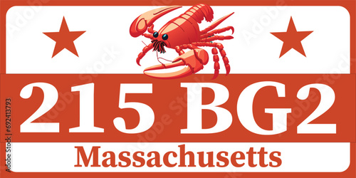 Vehicle license plates marking in Massachusetts in United States of America, Car plates.Vehicle license numbers of different American states.Vintage print for tee shirt graphics,sticker and poster