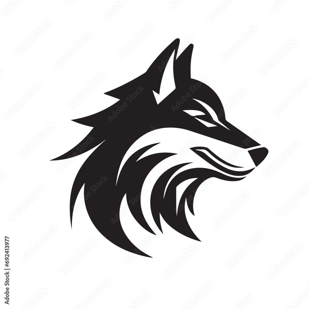 Obraz premium Wolf in cartoon, doodle style. Isolated 2d vector illustration in logo, icon, sketch style, Eps 10, black and white. AI Generative