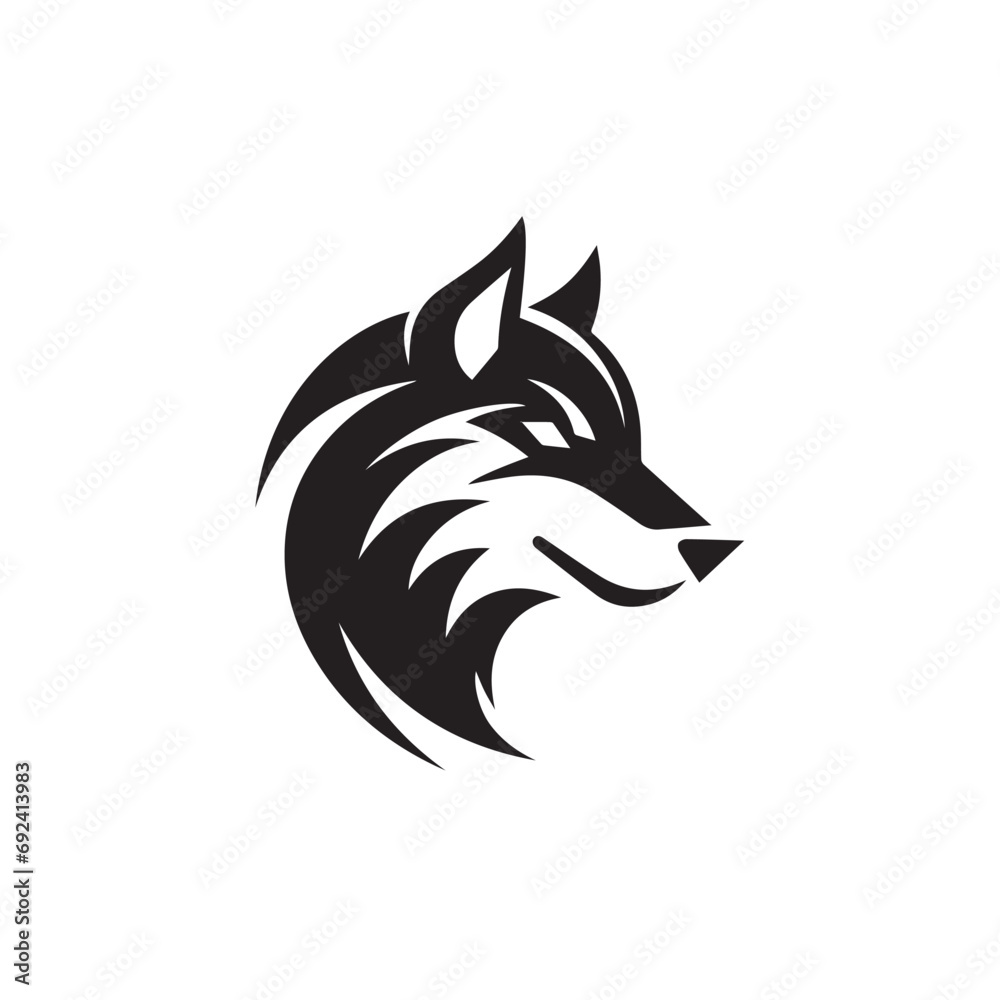 Wolf in cartoon, doodle style. Isolated 2d vector illustration in logo, icon, sketch style, Eps 10, black and white. AI Generative