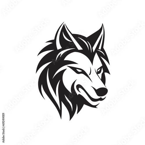 Wolf in cartoon, doodle style. Isolated 2d vector illustration in logo, icon, sketch style, Eps 10, black and white. AI Generative © Anton