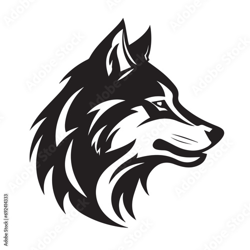 Wolf in cartoon, doodle style. Isolated 2d vector illustration in logo, icon, sketch style, Eps 10, black and white. AI Generative