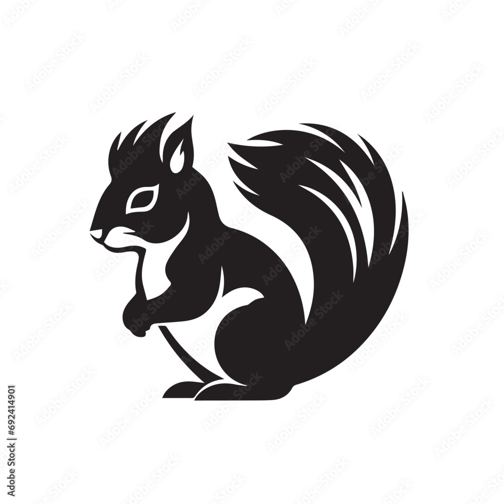 Squirrel in cartoon, doodle style. Isolated 2d vector illustration in logo, icon, sketch style, Eps 10, black and white. AI Generative