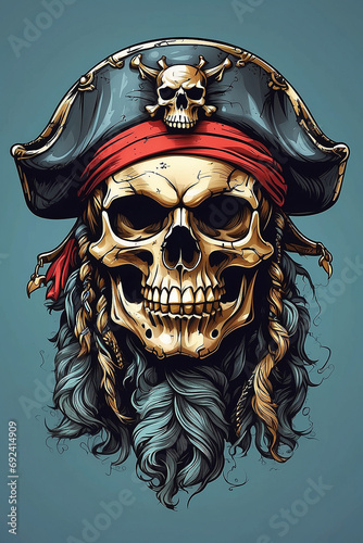 Scary Pirate Skull Illustration