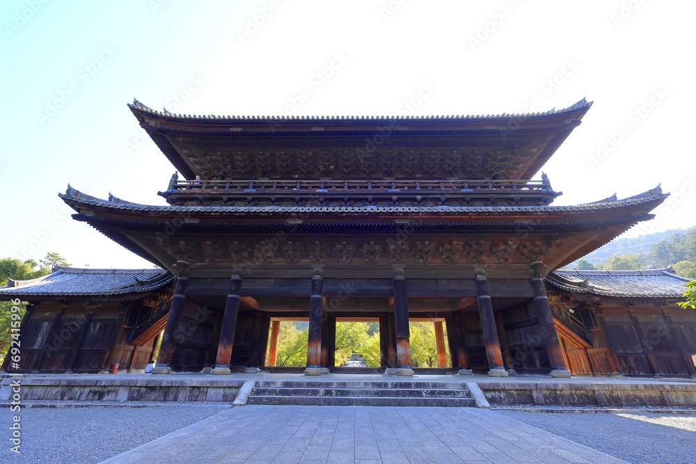 Nanzen-ji Temple, a Buddhist temple complex with a Zen garden, forested grounds in Kyoto, Japan