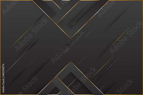 Luxury Black abstract background with golden lines