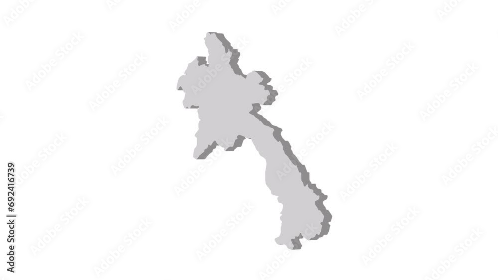 Laos map 3d grey on white background. Dynamic 4K animation motion graphics unleashed. Laos map 3d grey on white background. Dynamic 4K animation motion graphics unleashed.