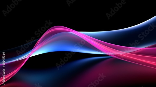 Pink and blue lines on a dark background. Gradient flowing wave lines.