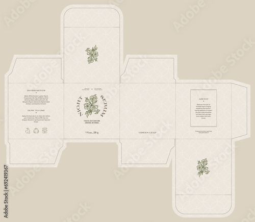 Editable vector box dieline for print. Packaging design for beauty cosmetics.
