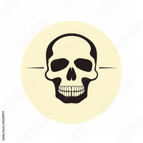 Skull icon on white background. Danger sign, death symbol 