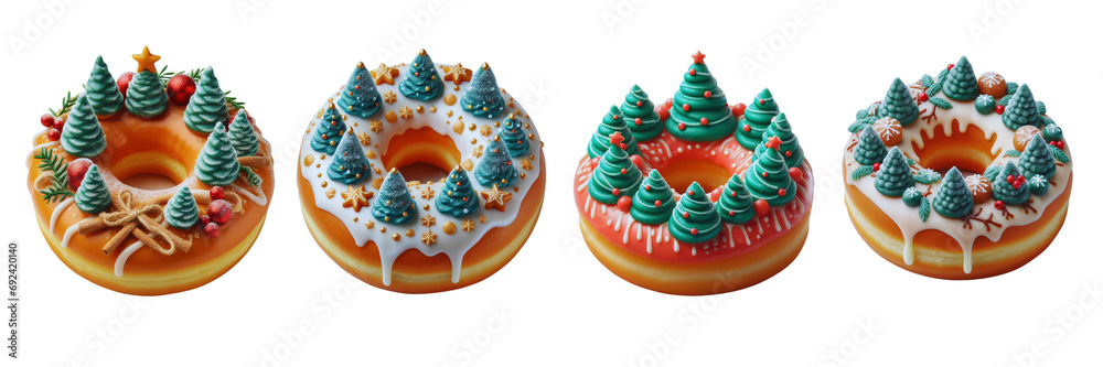 Glazed donut with charismas trees, isolated over on white background(2) Glazed donut with charismas trees, isolated over on white background(2)